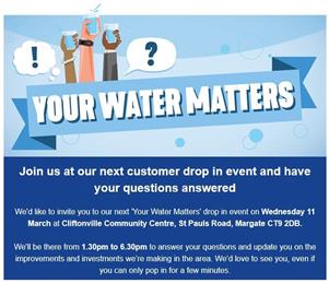 Southern Water -  We’ll be at the Cliftonville Community Centre in Margate